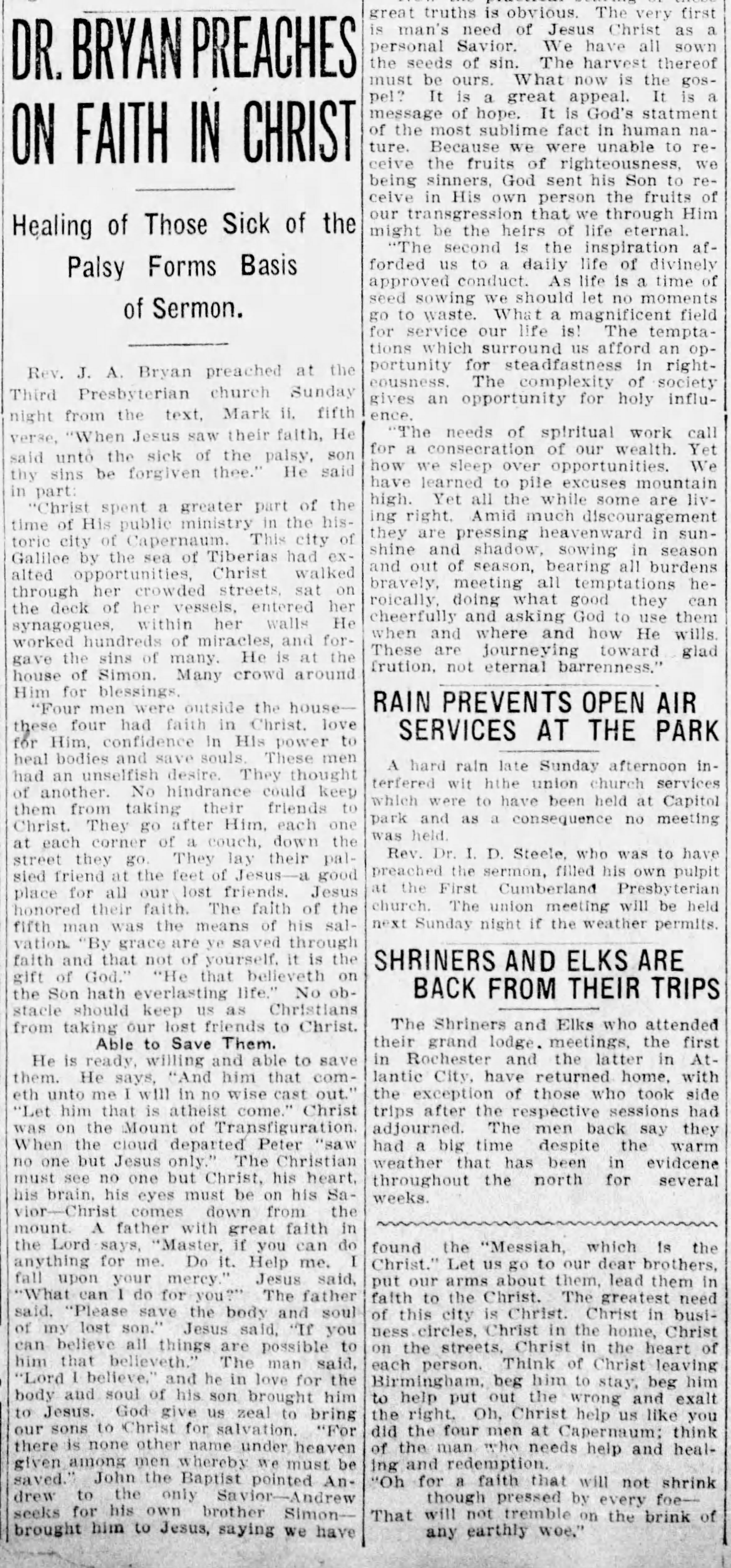 Dr. Bryan Preached on Faith in Christ